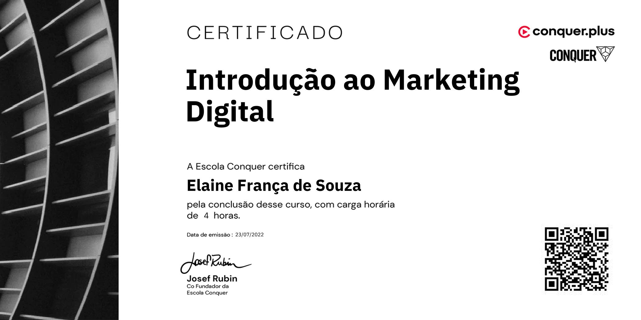 Certificado de Introdução ao Marketing Digital